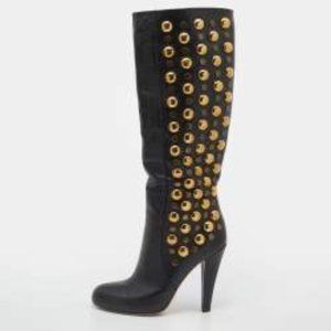 GUCCI Leather Studded Accents Boots